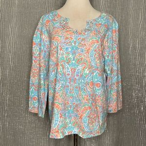 Ruby Rd paisley watercolor top